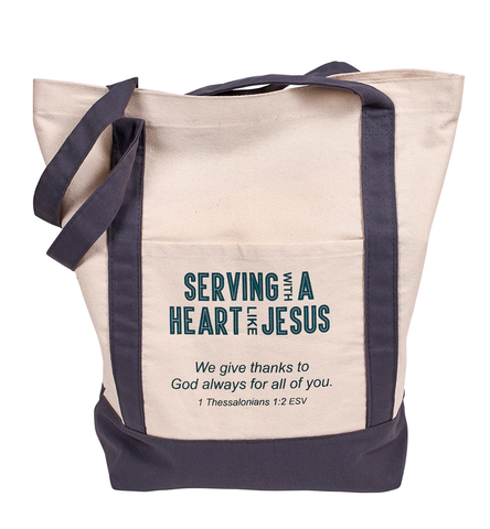 Over-the-Should Canvas Tote Bag - Serving with a Heart like Jesus