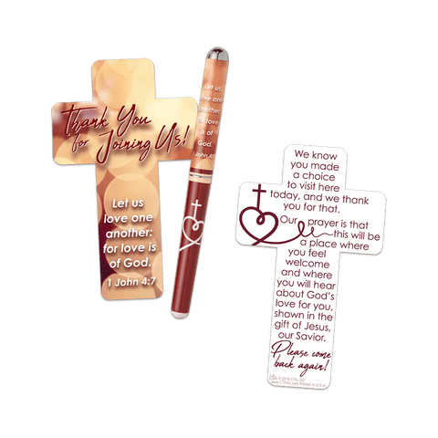 Cross-Shaped Bookmark & Pen Set - Thank You For Joining Us!