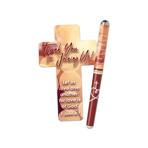 Cross-Shaped Bookmark & Pen Set - Thank You For Joining Us!