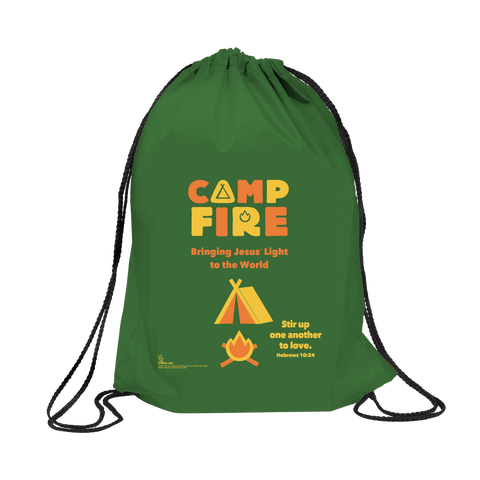 Campfire Light the Flame for Jesus Drawstring Backpack