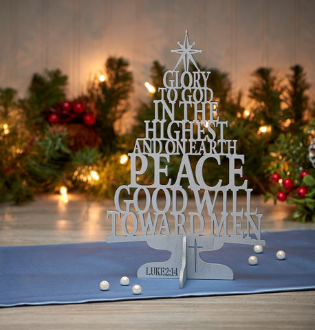 Glory to the Newborn King Wood Scripture Tree