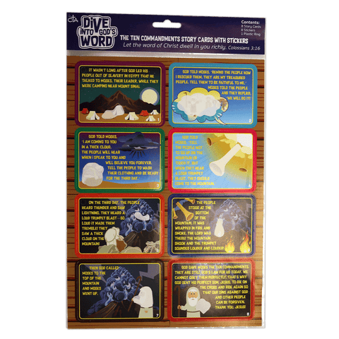 Dive into God's Word  TheTen Commandments Story Cards with Stickers