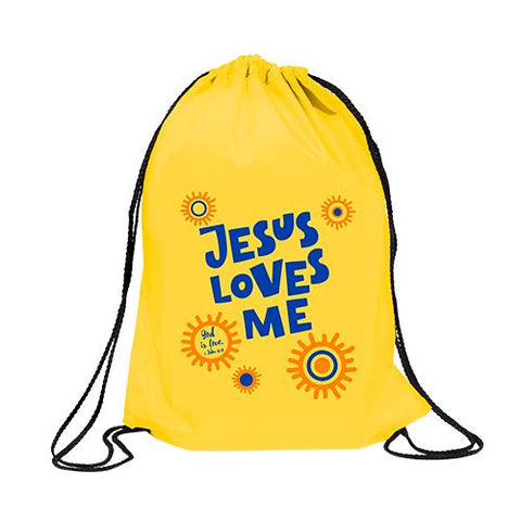 Jesus Loves Me Adjustable Drawstring Totebag