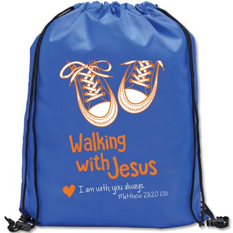 Drawstring Backpack Bag - Walking with Jesus 